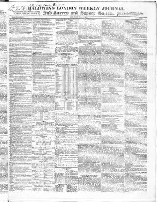 cover page of Baldwin's London Weekly Journal published on February 2, 1833