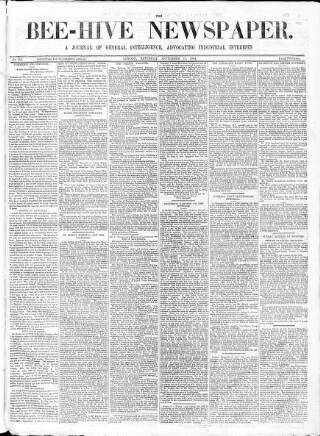 cover page of Bee-Hive published on September 17, 1864