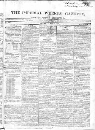 cover page of Imperial Weekly Gazette published on May 2, 1818