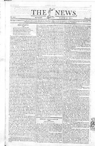 cover page of The News (London) published on March 19, 1815