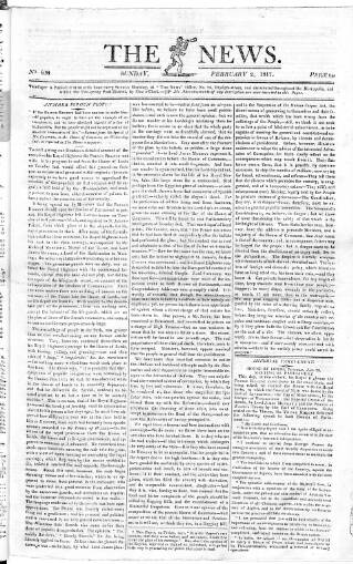 cover page of The News (London) published on February 2, 1817