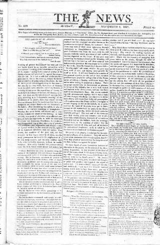 cover page of The News (London) published on November 2, 1817