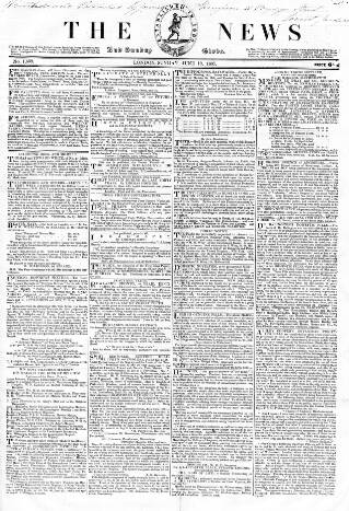 cover page of The News (London) published on June 18, 1837