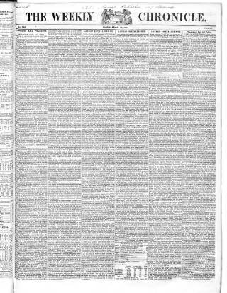 cover page of Weekly Chronicle (London) published on March 19, 1843
