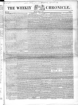 cover page of Weekly Chronicle (London) published on August 2, 1845
