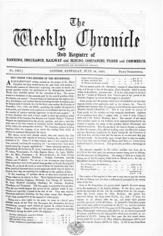 cover page of Weekly Chronicle (London) published on June 18, 1864