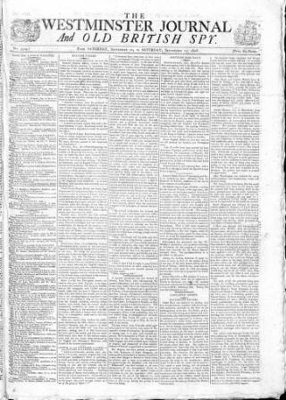 cover page of Westminster Journal and Old British Spy published on September 17, 1808