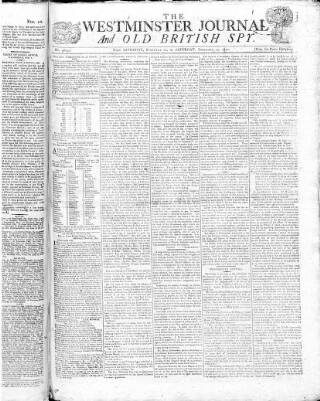 cover page of Westminster Journal and Old British Spy published on February 17, 1810