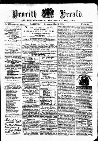 cover page of Cumberland & Westmorland Herald published on May 2, 1874