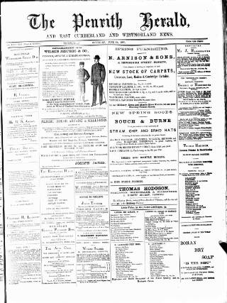 cover page of Cumberland & Westmorland Herald published on June 18, 1887