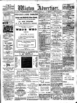 cover page of Wigton Advertiser published on August 2, 1913