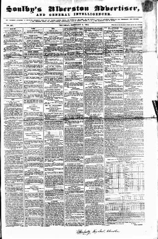 cover page of Soulby's Ulverston Advertiser and General Intelligencer published on February 2, 1854