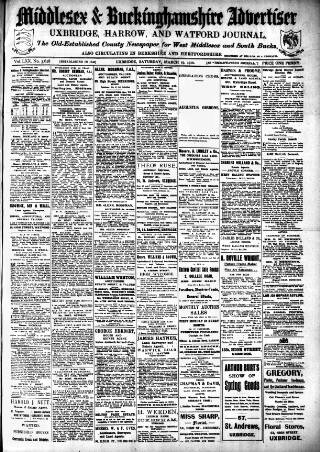 cover page of Uxbridge & W. Drayton Gazette published on March 19, 1910