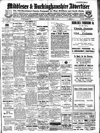 cover page of Uxbridge & W. Drayton Gazette published on June 18, 1915