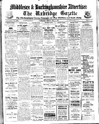 cover page of Uxbridge & W. Drayton Gazette published on May 4, 1917