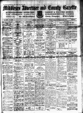 cover page of Uxbridge & W. Drayton Gazette published on February 2, 1940