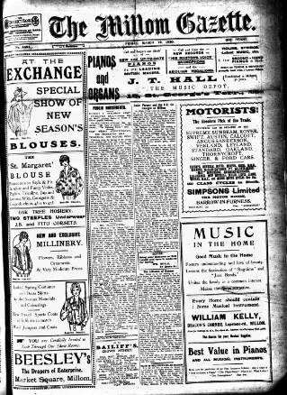 cover page of Millom Gazette published on March 19, 1920