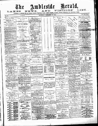 cover page of Lakes Herald published on September 17, 1881