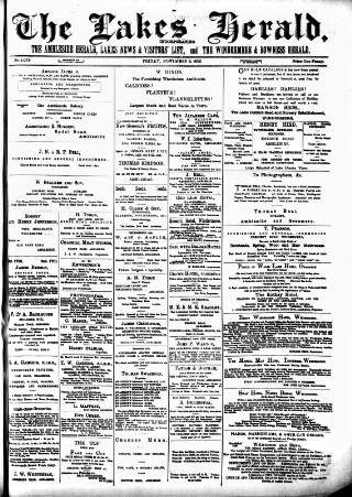 cover page of Lakes Herald published on November 2, 1900
