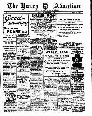 cover page of Henley Advertiser published on November 2, 1889