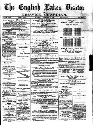 cover page of English Lakes Visitor published on February 2, 1878