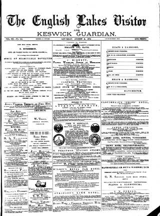 cover page of English Lakes Visitor published on August 2, 1879