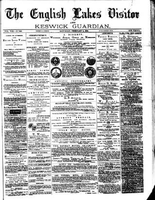 cover page of English Lakes Visitor published on February 2, 1884