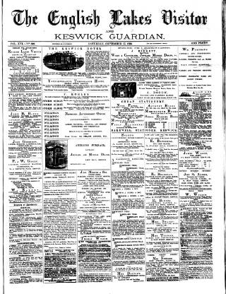 cover page of English Lakes Visitor published on September 17, 1892