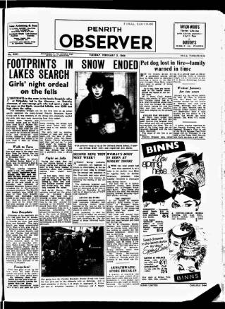 cover page of Penrith Observer published on February 2, 1960