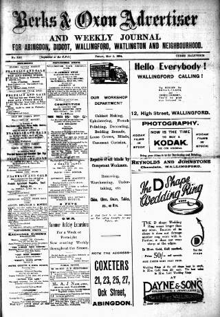 cover page of Berks and Oxon Advertiser published on May 2, 1924