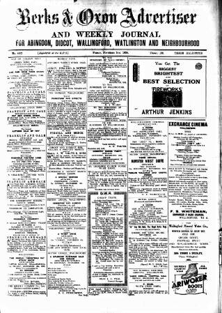 cover page of Berks and Oxon Advertiser published on November 2, 1928