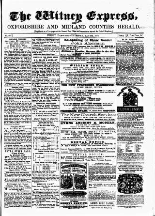 cover page of Witney Express and Oxfordshire and Midland Counties Herald published on May 2, 1872