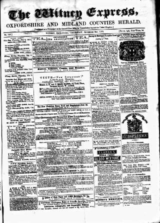 cover page of Witney Express and Oxfordshire and Midland Counties Herald published on November 2, 1876