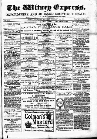 cover page of Witney Express and Oxfordshire and Midland Counties Herald published on February 2, 1882