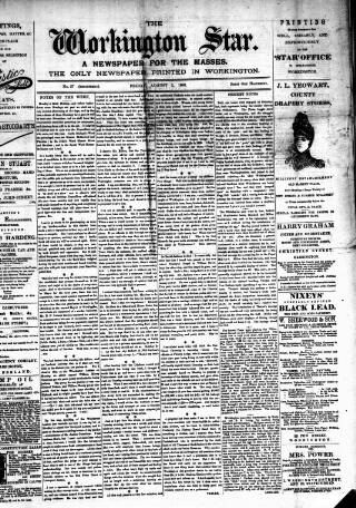 cover page of Workington Star published on August 2, 1889