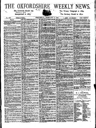 cover page of Oxfordshire Weekly News published on February 2, 1898