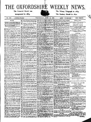 cover page of Oxfordshire Weekly News published on June 18, 1902