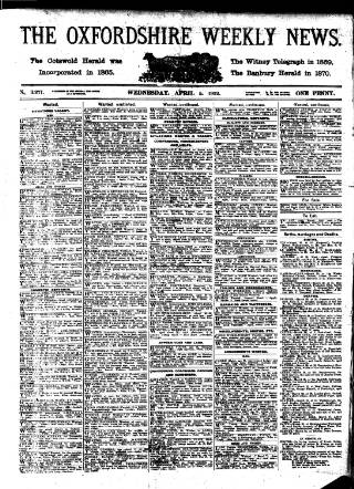 cover page of Oxfordshire Weekly News published on April 5, 1922