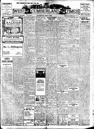cover page of West Cumberland Times published on September 17, 1913