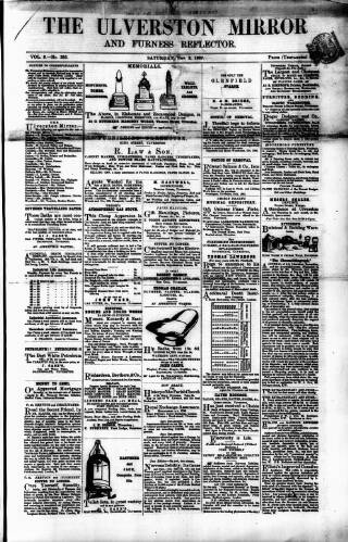 cover page of Ulverston Mirror and Furness Reflector published on November 2, 1867