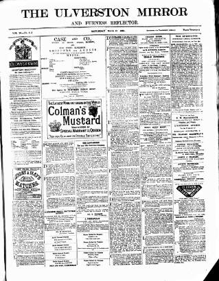 cover page of Ulverston Mirror and Furness Reflector published on March 19, 1881