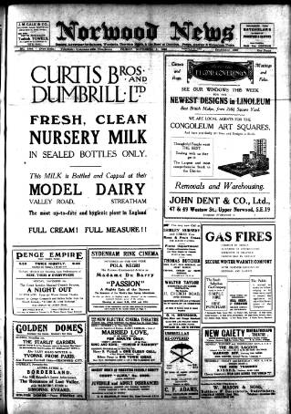 cover page of Norwood News published on November 2, 1923