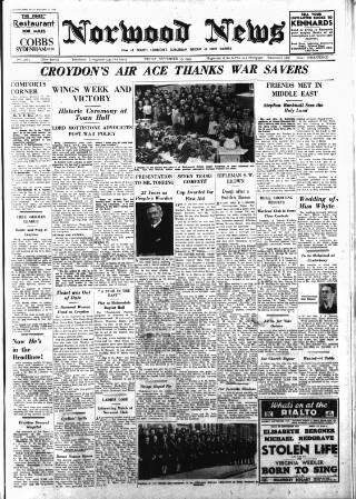 cover page of Norwood News published on September 17, 1943