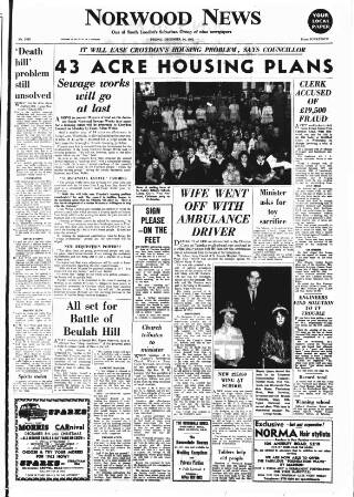 cover page of Norwood News published on December 14, 1962