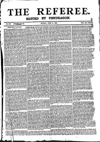 cover page of The Referee published on June 18, 1882