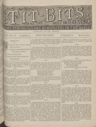 cover page of Tit-bits published on May 13, 1882