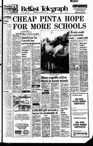 cover page of Belfast Telegraph published on September 17, 1980