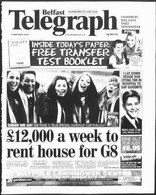cover page of Belfast Telegraph published on March 19, 2013