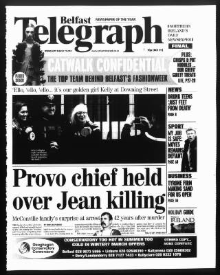 cover page of Belfast Telegraph published on March 19, 2014