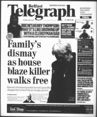 cover page of Belfast Telegraph published on June 18, 2016